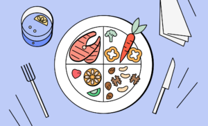 Здоровая порция еды на тарелке